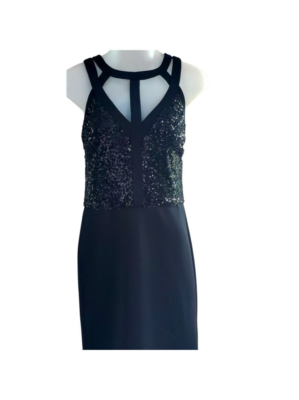 Guess Blue Embellished Cut Out Sheath Dress